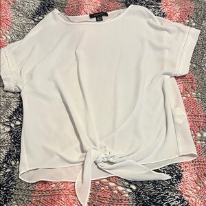 Women's White Tie-Front Top